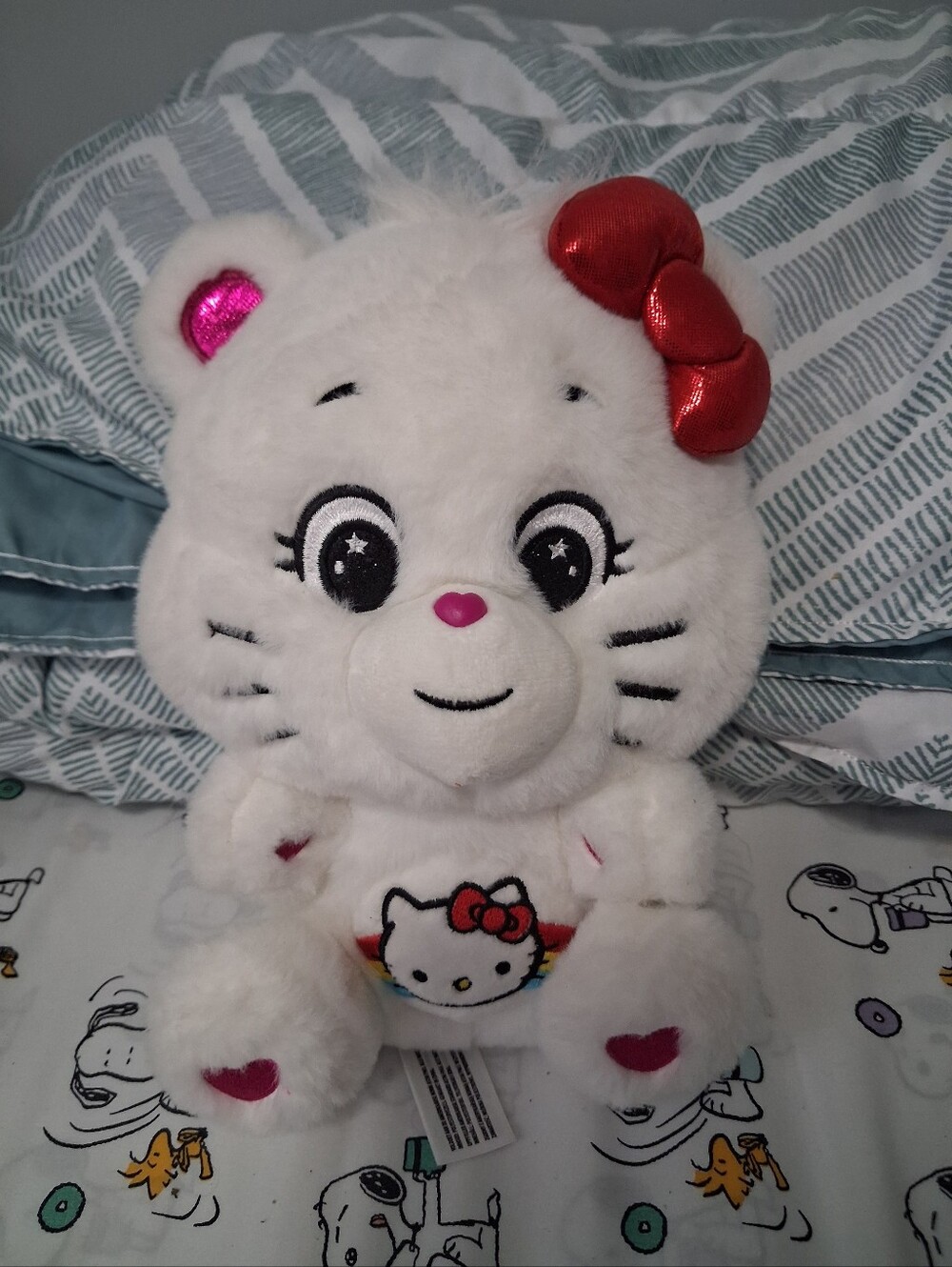 Sanrio x Care Bears Hello Kitty Loves Cheer Bear 10" Plush Stuffed Animal